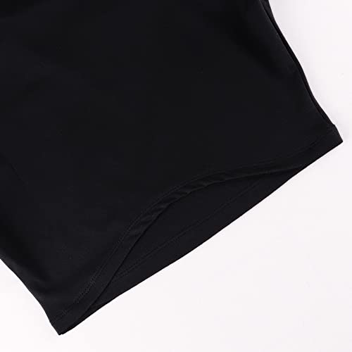 Mujeres Deportes Aptitud física Básico Manga Corta Camisetas T Shirts Compresión Corriendo Blusas Cortas Negro M