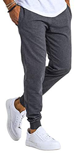 Björn Swensen Pantalones de deporte largos para hombre, de algodón, para correr, para el tiempo libre, chándal de corte ajustado gris oscuro M