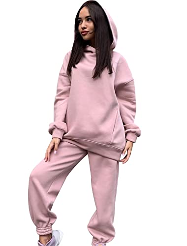 Conjunto Chandal Mujer Talla Grande Chándal Mujer Completo Loungewear Chandal Deportivo Deporte Señora Largo Tracksuit Women Chandals Mujer Invierno Chandales Mujeres Ancho Flojo Chándales Rosa L