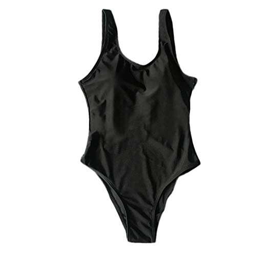 TOPKEAL 1PCS Traje de Baño de Una Pieza Ajustado Cintura de Color Liso Escotada Bañador Natación Mujer Decathlon