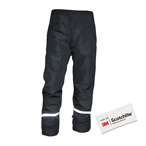 Salzmann 3M Pantalones de Lluvia Reflectantes - Pantalones de Senderismo Impermeables y Ligeros - Fabricado con 3M Scotchlite - Negro, M