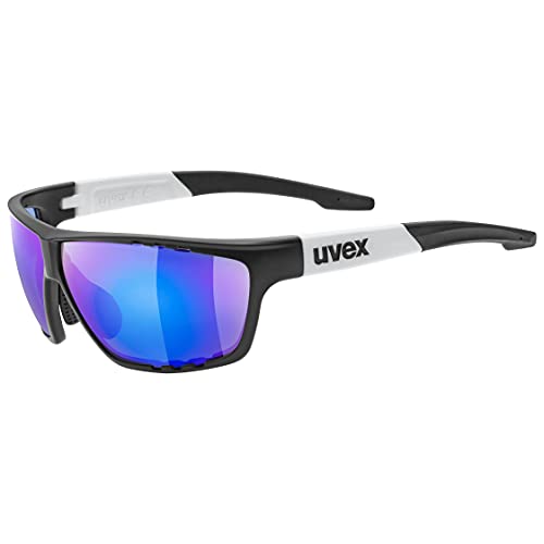uvex sportstyle 706 , gafas deportivas unisex, de espejo, campo de visión antivaho, black matt white/blue, one size
