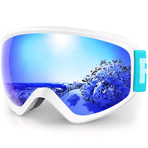 Findway Gafas Esqui Niño 5~16 Años Mascara Esqui Niño Gafas de Esqui Niño Niña OTG Ajustable para Niños Anti-Niebla Protección UV Compatible con Casco para Esquiar Snowboard Deportes de Invierno