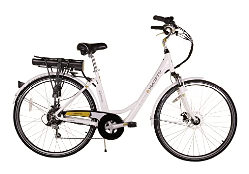 Swifty Routemaster Bicicleta eléctrica híbrida - 7 velocidades Shimano - Hasta 25 millas con una carga - Neumáticos Kenda - Frenos de disco - Llantas de aleación de doble pared - para adultos
