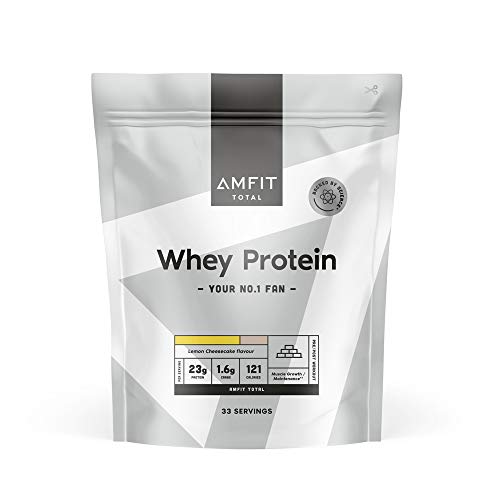 Marca Amazon - Amfit Nutrition Proteína de Suero Lácteo, Sabor Cheesecake de Limón, 33 porciones 1 kg (Paquete de 1)