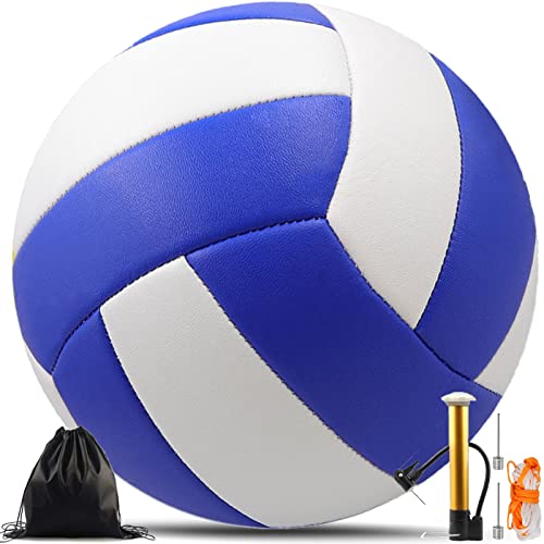 Bibykivn Balon Voley Playa,Tacto Suave Voleibol de Playa,Unisex-Adult,Balon de Voleibol Tamaño 5 para Interior y Exterior (Azul)