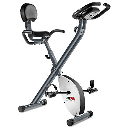 FITFIU Fitness BEST-220 - Bicicleta Estática plegable con respaldo y sillin regulable, disco de inercia de 8 kg, Pulsómetro, 8 niveles de esfuerzo, cardio y rehabilitación, peso máx 110 kg