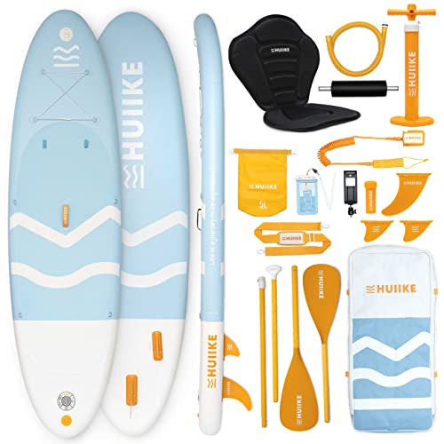 Tabla Paddle Surf Hinchable con Accesorios Premium - HUIIKE | Tabla Padel Surf Hinchable con Remo Doble Uso y Asiento Kayak | PadelSurf Stand Up Paddle Gran Estabilidad y Resistencia | Paddle Board