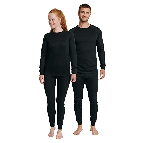 DANISH ENDURANCE Conjunto Térmico para Hombre y Mujer, Camiseta y Pantalon en Materiales Reciclados, Negro, M