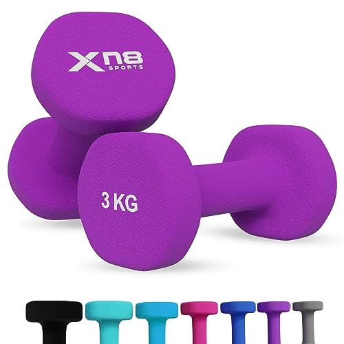 XN8 Mancuernas de Neopreno - Mancuernas con Revestimiento de Neopreno - para Ejercicios De Yoga Fitness y