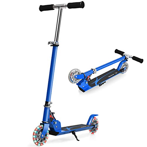 COSTWAY Patinete Plegable de Aluminio Altura Ajustable con 2 Ruedas City Scooter Roller para Niño (Azul)