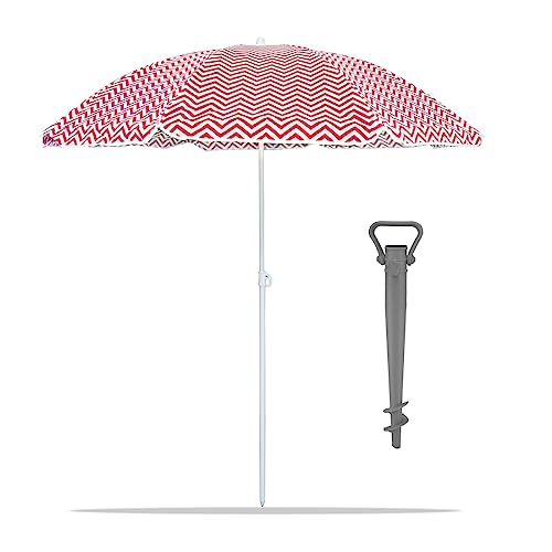 Acomoda Textil – Sombrilla de Playa con Protección Rayos UV 180 cm. Sombrilla con Soporte para Arena y Bolsa de Transporte, Parasol de Aluminio Resistente al Viento.(Frambuesa)