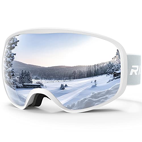 RIOROO Gafas Esqui Niños 3~10 Años Mascara Esqui Niño Gafas de Esqui Niña Niño OTG Casco compatible, 100% Anti-Niebla Anti Protección UV para Esquiar Snowboard Deportes de Invierno-lente doble