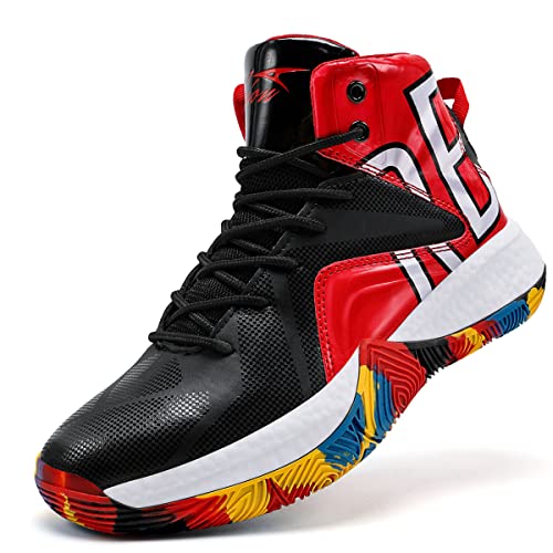 Zapatillas de Baloncesto para niños Zapatillas de Tenis Casuales para Correr Niños,37 EU,Negro Rojo