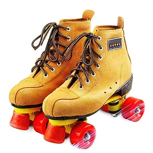 Patines de Patinaje Roller Skates para Mujer Y Hombre 4 Ruedas Patines CláSicos de Piel de Doble Fila para Interior Y Exterior Unisex Adultos,45