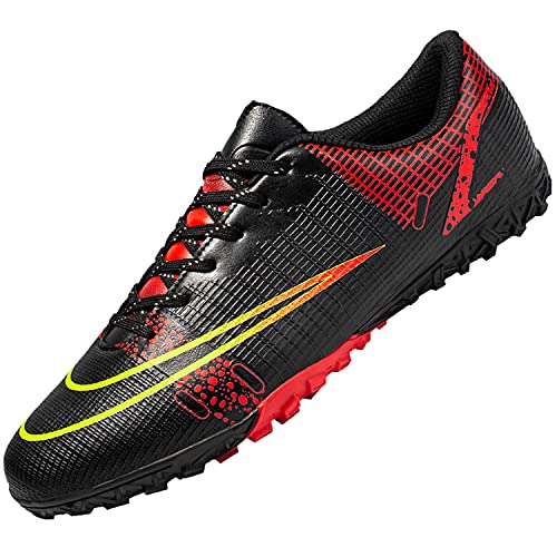 Dhinash Zapatillas de Fútbol para Hombre Botas de Fútbol Aire Libre Zapatos de Fútbol Profesionales Atletismo Zapatos de Entrenamiento Zapatos de Deporte Negro 40EU