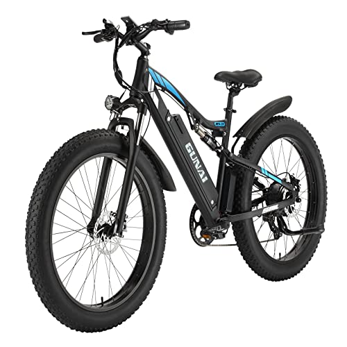GUNAI Bicicleta Eléctrica Mountain E-Bike 26 '' 4.0 Fat Tire 48v con Batería De Iones de Litio ExtraíBle 17AH Y Doble AbsorcióN de Impactos