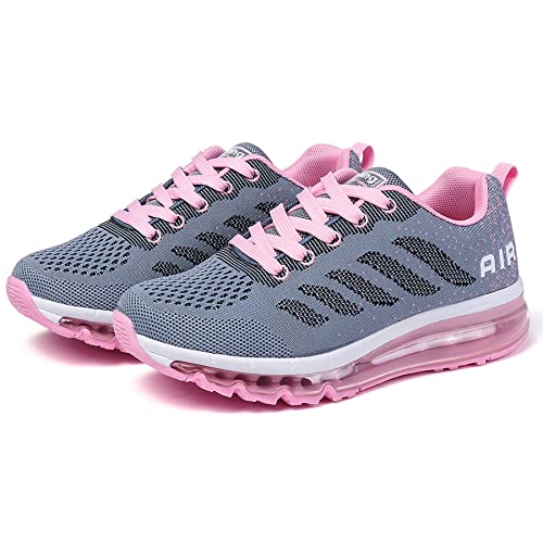 sotirsvs Air Zapatillas de Running para Hombre Mujer Zapatos para Correr y Asfalto Aire Libre y Deportes Calzado Ligeros y Transpirables 833GreyPink 35 EU