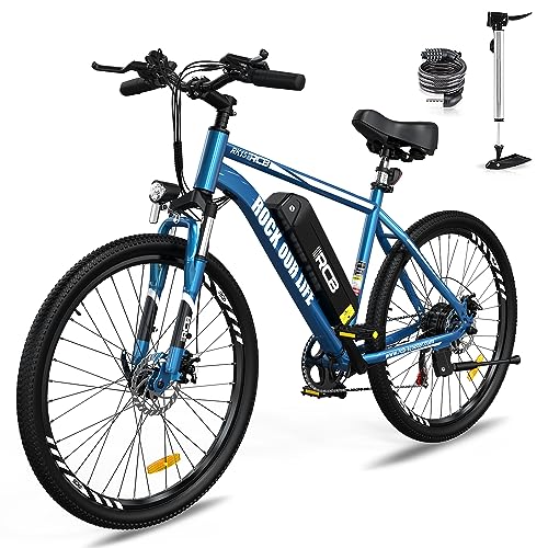 RCB La Bicicleta eléctrica para Adultos 90km (Impacto Ambiental), RK15 e-Bike para desplazamientos Diarios Neumáticos de 26 Pulgadas Resistentes al Desgaste &Suspensión Delantera, Azul