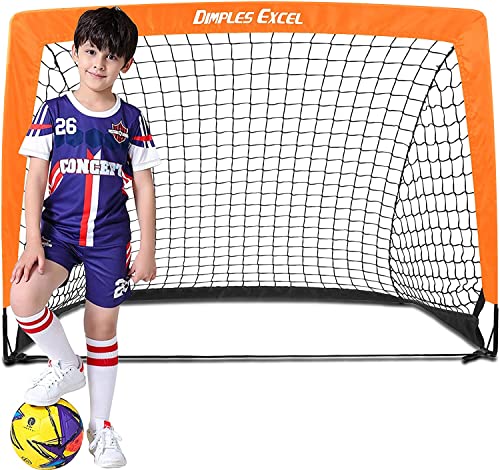 Dimples Excel Portería de Fútbol para Niños Plegables Portería Red para Niños Jardín Entrenamiento Futbol - 4'x 3', Naranja, 1 Pack