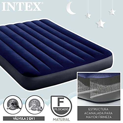 Intex 64758, Cama Hinchable, Unisex, Azul, 137x191x25cm