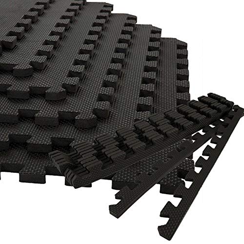 MUGAR- Esterilla Puzzle de Fitness y de Goma Espuma |Set de 4 piezas de 60x60x1cm Color Negro|