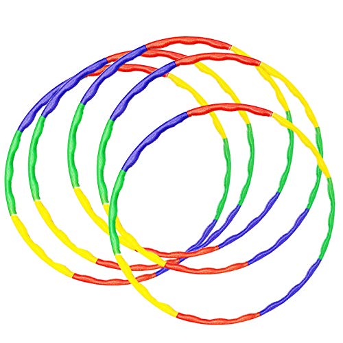 Solmar- Pack 5 Hula Hoop Desmontables de plastico 4 Colores 68 cm, Aro de Hula Hoop de arcoíris extraíble de 8 Secciones