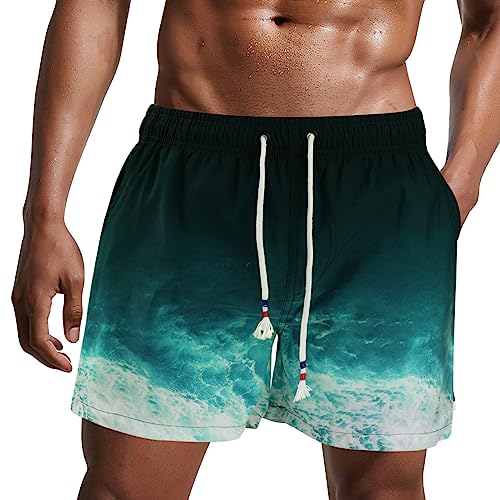 Danfiki Bañador para hombre de secado rápido, pantalones cortos de playa, pantalones deportivos, pantalones de natación con forro de malla, M