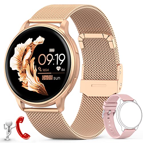 Nemheng Smartwatch Mujer,Reloj Inteligente Mujer con Llamada Bluetooth/Marcación,Monitor Sueño Seguimiento del Menstrual,Caloría Podómetro Cronómetro Pulsera Actividad Inteligente para Android iOS