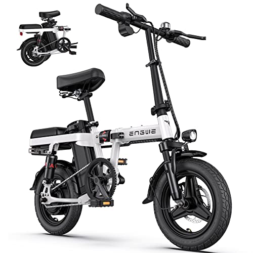 ENGWE T14 Mini Bici Eléctrica Plegable para Adultos o Adolescentes, Neumáticos de 14'', Motor de 250W, Batería de 48V 10AH, Velocidad hasta 25KM/H, Bicicleta Urbana de Paseo (Gris)
